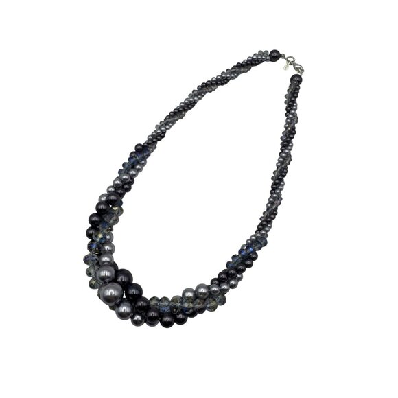 Roman Multi-Strand Purple Faux Pearl & Crystal Bead Necklace - Picture 6 of 7